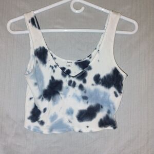 Garage Blue and White Tie-Dye Crop Top